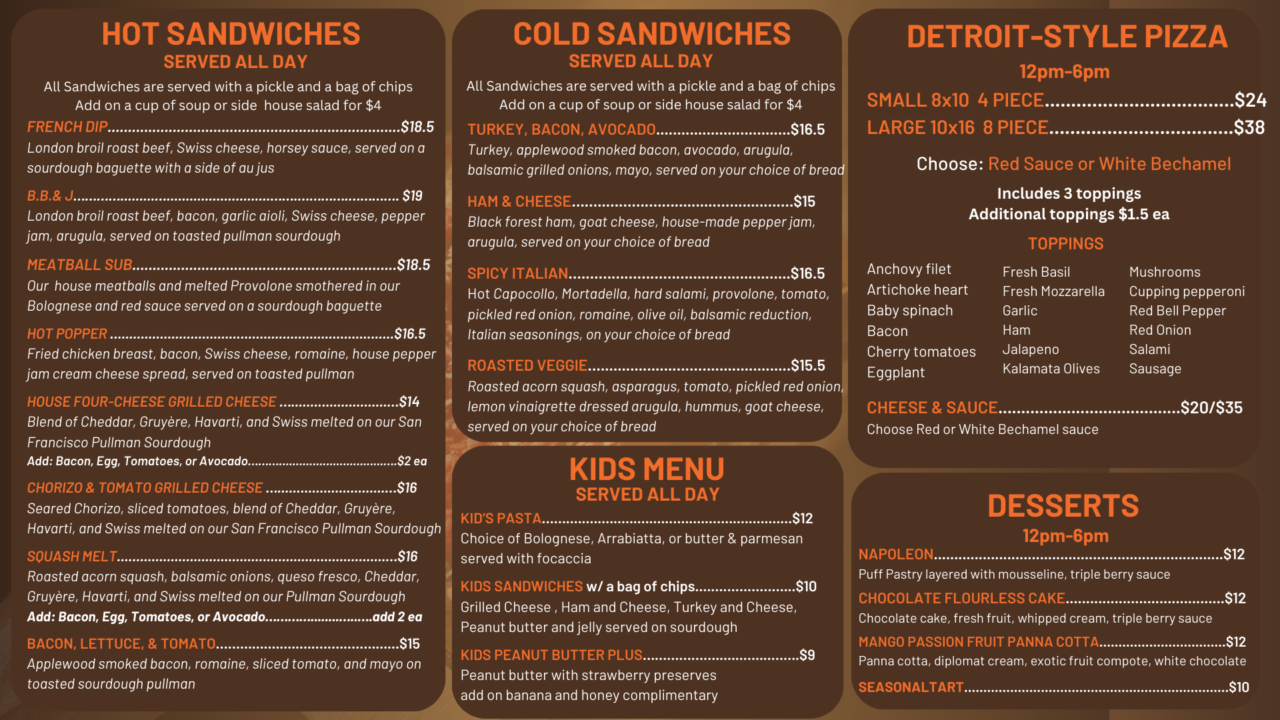 Menu - Evergreen Bread Lounge