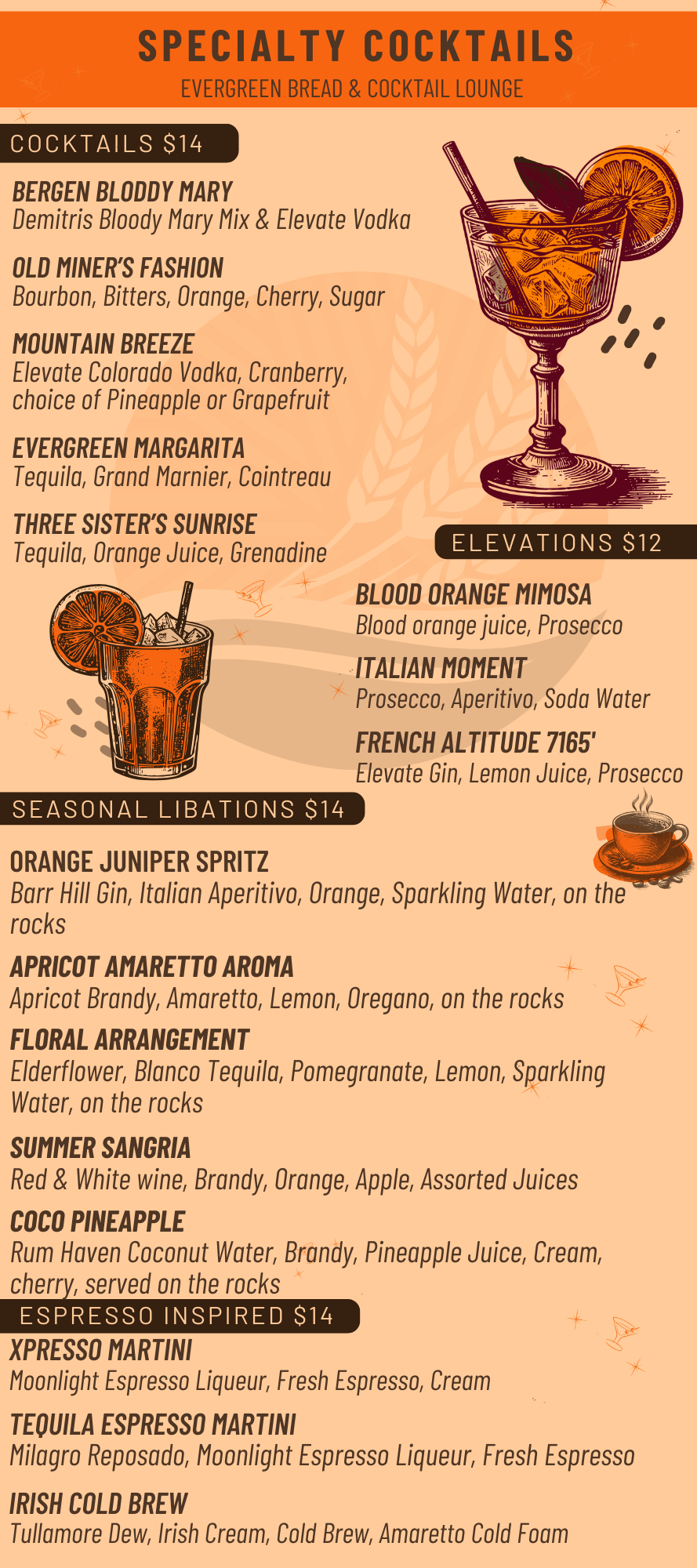 Cocktail menu
